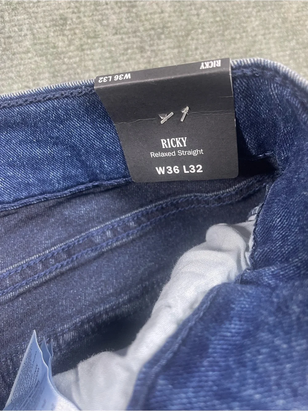 True Religion Ricky Men's Straight Jeans in Dark Blue with Red Accents